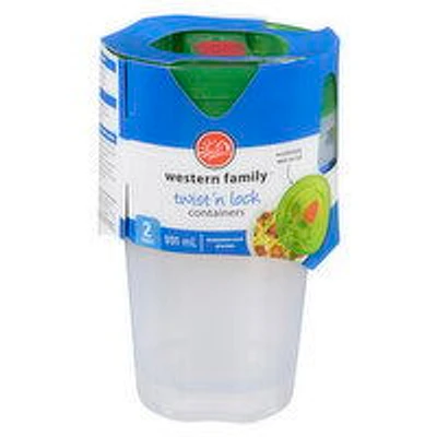 Western Family - Twist 'n Lock Containers, 2 Each