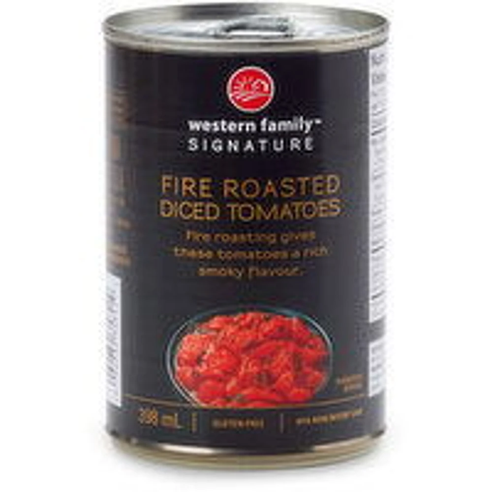 Western Family - Signature Fire Roasted Diced Tomatoes with Seasoning, 398 Millilitre