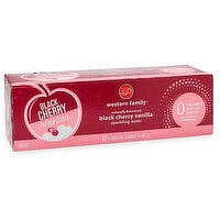 Western Family - Black Cherry Vanilla Sparkling Water, 355mL Cans, 12 Each