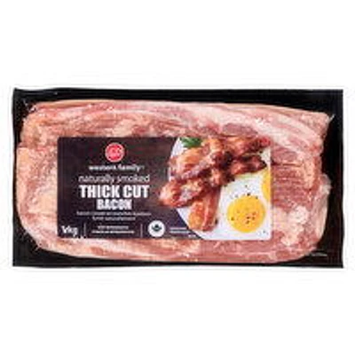 Western Family - Thick Cut Bacon, 1 Kilogram