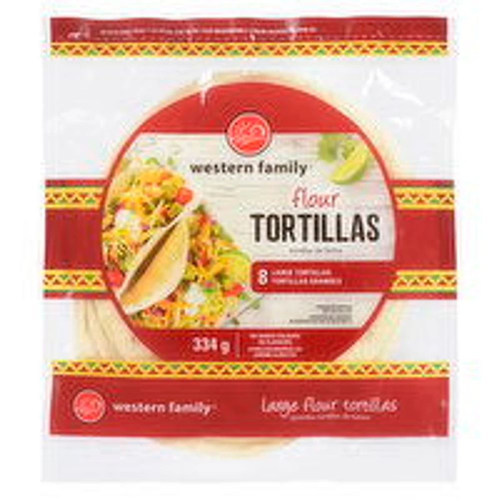 Western Family - Flour Tortillas - 8 Large, 334 Gram