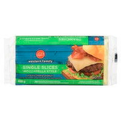 Western Family - Single Slices - Mozzarella Style Process Cheese Product, 400 Gram