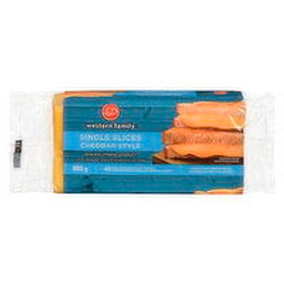 Western Family - Cheddar Style Single Slices Thin, 800 Gram