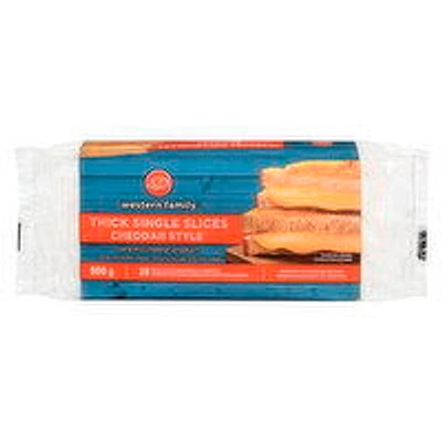 Western Family - Cheddar Style Single Slices Thick, 800 Gram