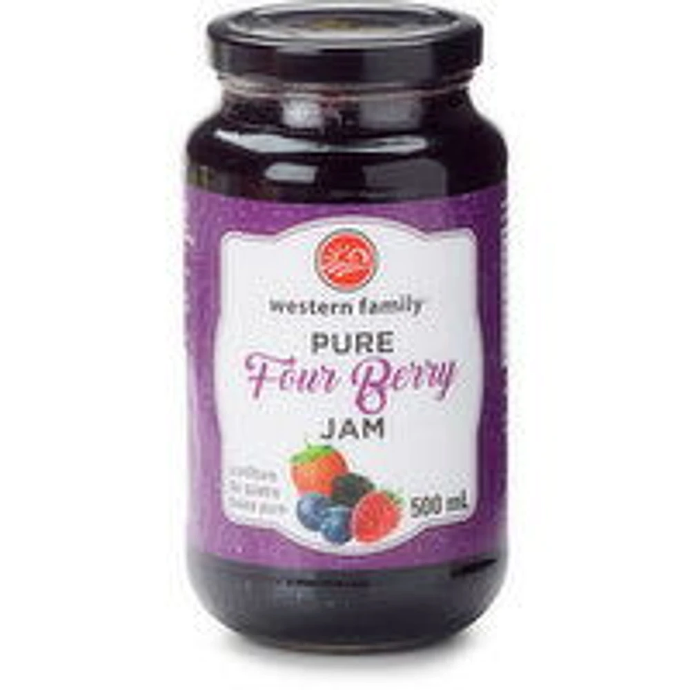 Western Family - Pure Four Berry Berry Jam, 500 Millilitre
