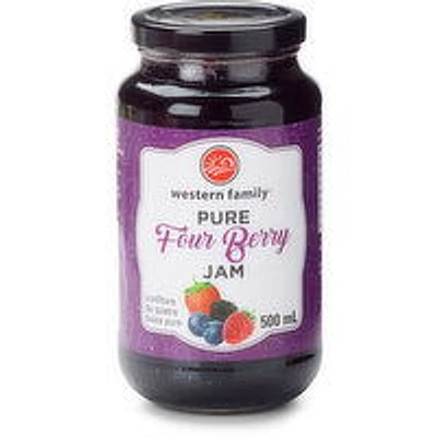 Western Family - Pure Four Berry Berry Jam, 500 Millilitre