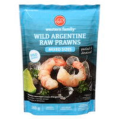 Western Family - Wild Argentine Raw Prawns, Mixed Sizes, 340 Gram