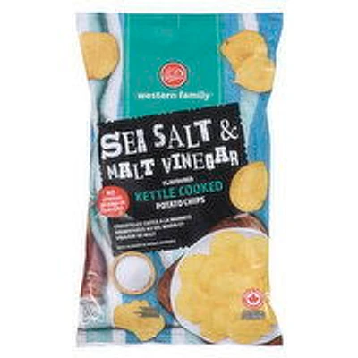 Western Family - Kettle Cooked Potato Chips, Sea Salt Malt Vinegar Flavoured, 200 Gram