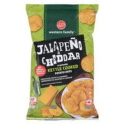 Western Family - Kettle Cooked Potato Chips, Jalapeno & Cheddar Flavoured, 200 Gram