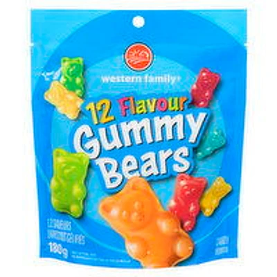 Western Family - 12 Flavour Gummy Bears Candy, 180 Gram