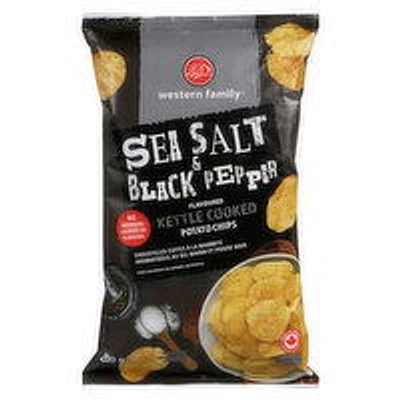 Western Family - Kettle Sea Salt & Black Pepper Chips, 200 Gram