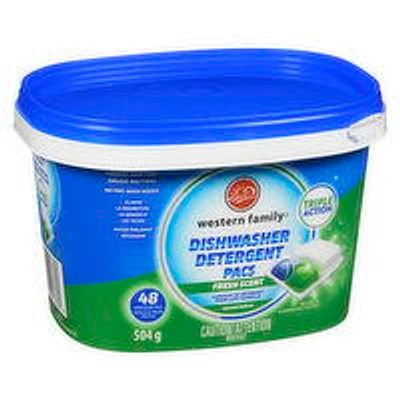 Western Family - Dishwasher Detergent Pacs, Triple Action, 48 Each