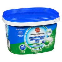 Western Family - Dishwasher Detergent Pacs, Triple Action, 48 Each