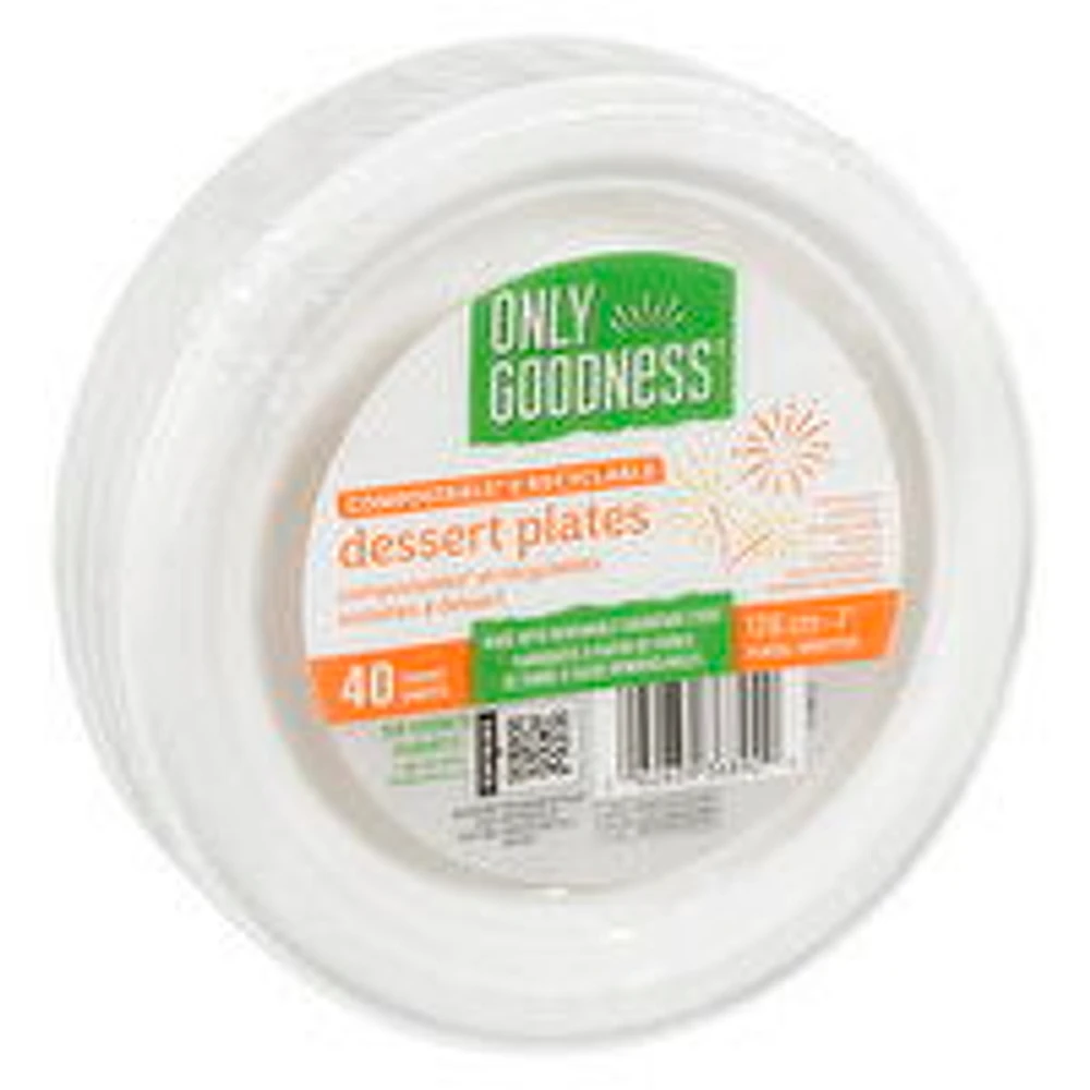 Only Goodness - Compostable Dessert Plates, 7in, 40 Each