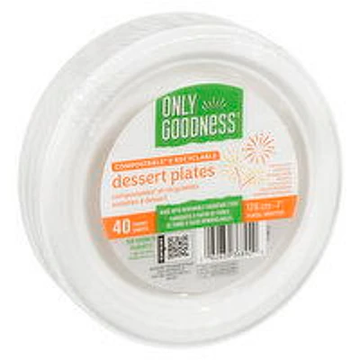 Only Goodness - Compostable Dessert Plates, 7in, 40 Each