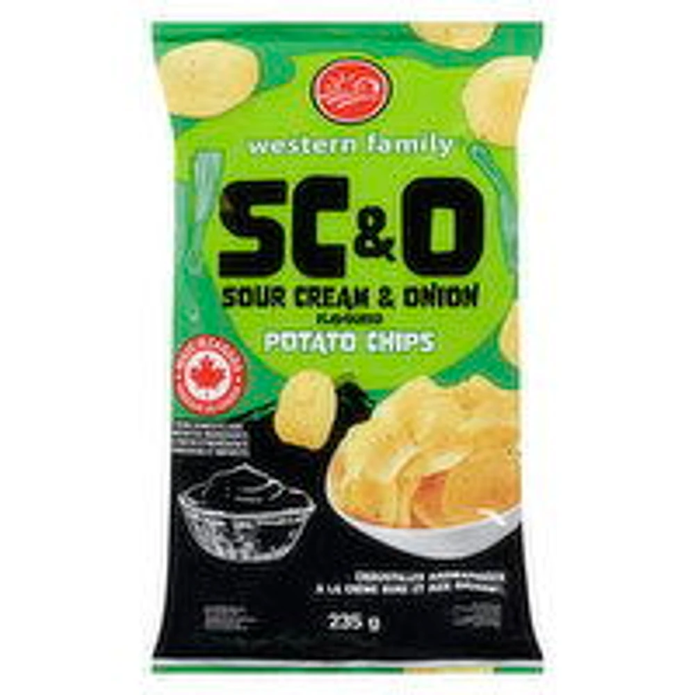 Western Family - Potato Chips, Sour Cream & Onion, 235 Gram