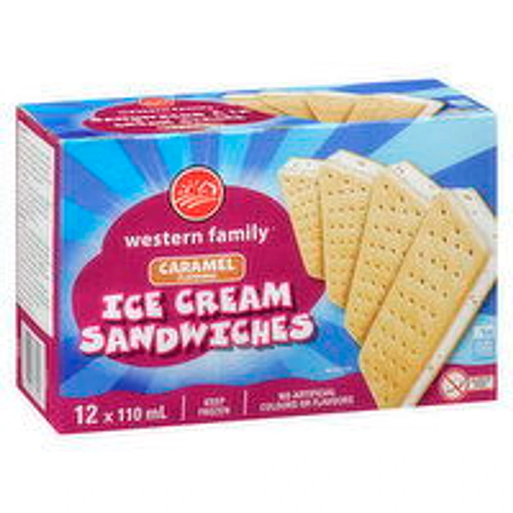 Western Family - Ice Cream Sandwich Caramel, 12 Each