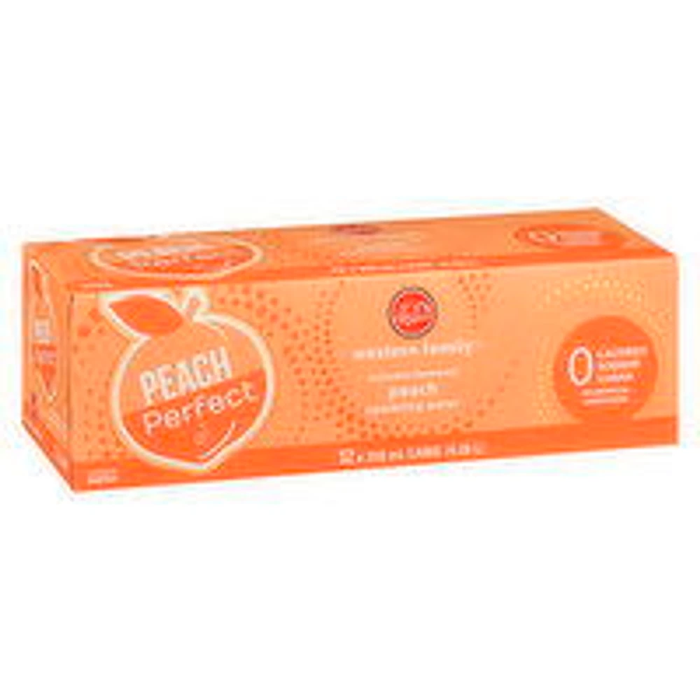 Western Family - Peach Perfect Sparkling Water, 355mL Cans, 12 Each