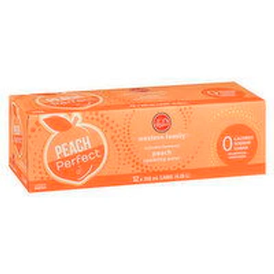 Western Family - Peach Perfect Sparkling Water, 355mL Cans, 12 Each