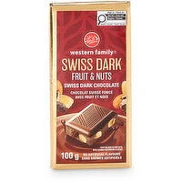 Western Family - Dark Chocolate Bar,  Fruit and Nut, 100 Gram