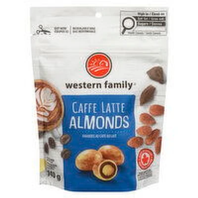 Western Family - Caffe Latte Almonds, 140 Gram