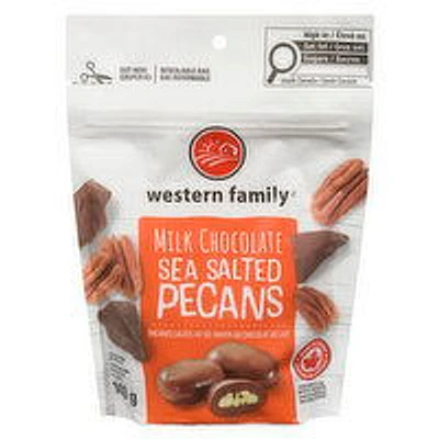 Western Family - Milk Chocolate Sea Salted Pecans, 140 Gram