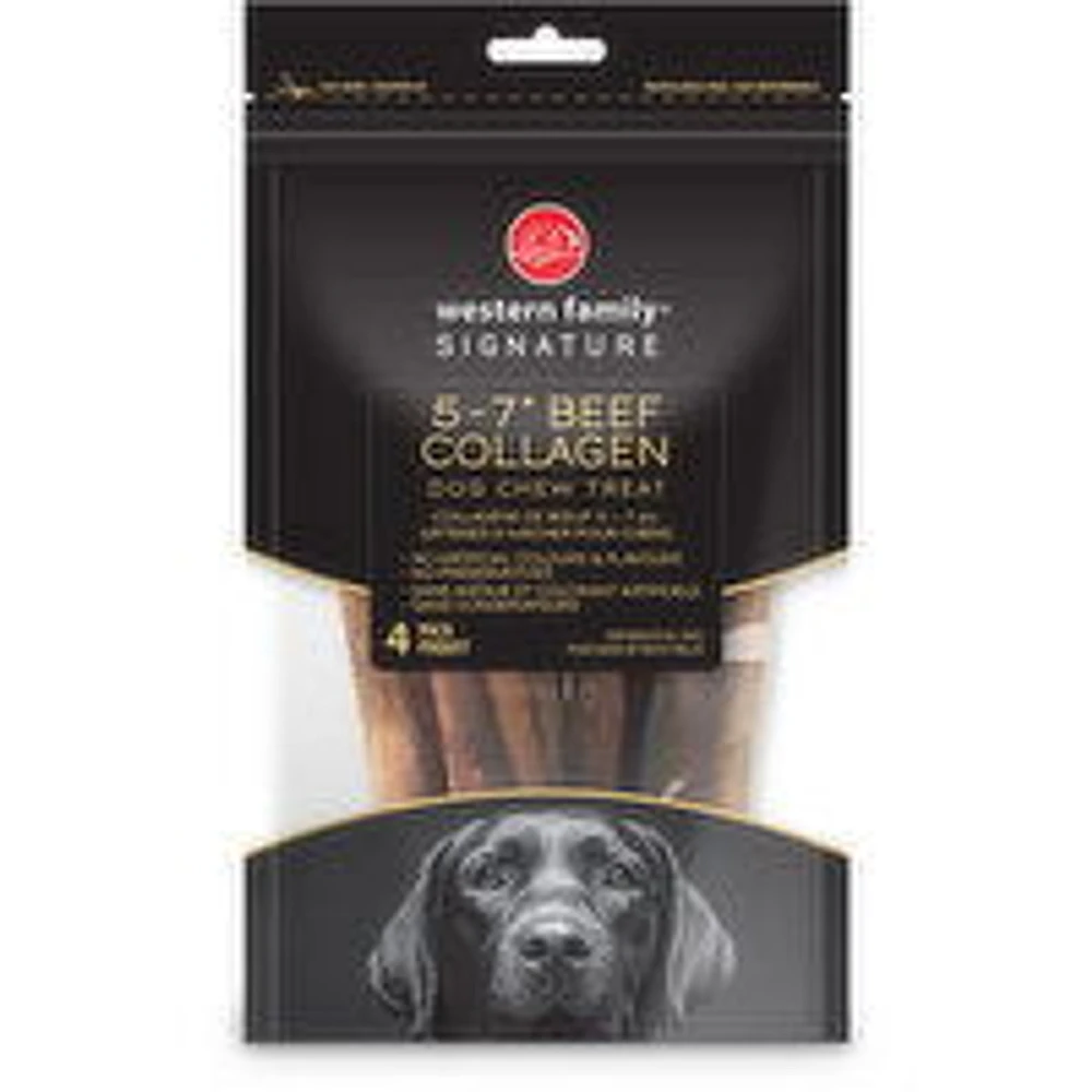 Western Family - Beef Collagen Dog Chew Treat 5-7", 4 Each