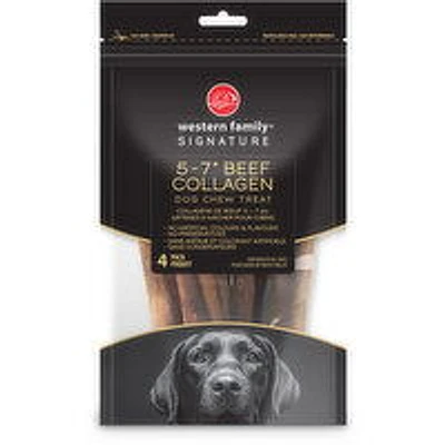 Western Family - Beef Collagen Dog Chew Treat 5-7", 4 Each
