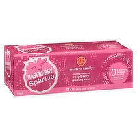 Western Family - Raspberry Sparkling Water, 355mL Cans, 12 Each
