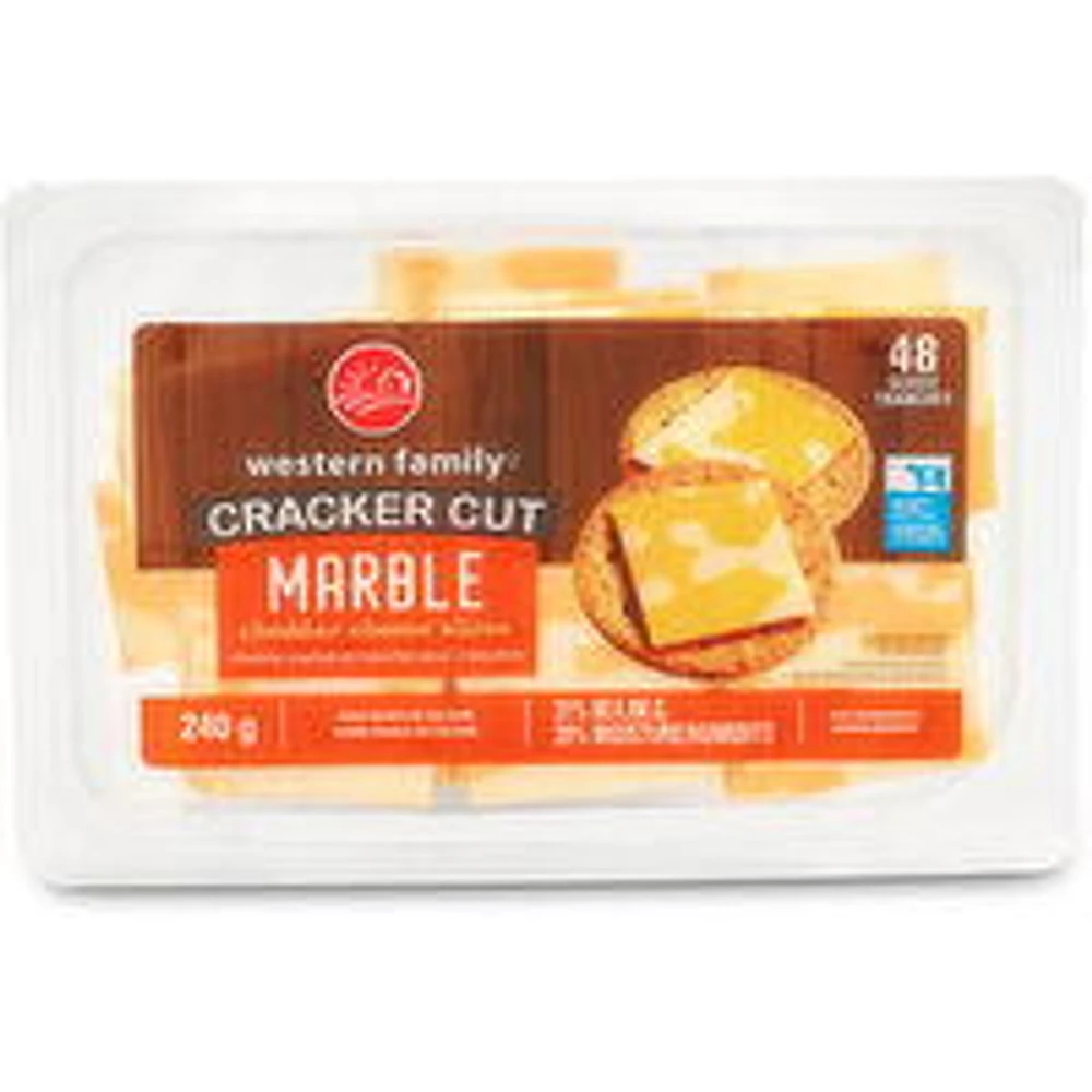 Western Family - Cracker Cut Marble Cheddar Cheese Slices, 48 Pack, 240 Gram