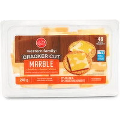 Western Family - Cracker Cut Marble Cheddar Cheese Slices,  48 Pack, 240 Gram