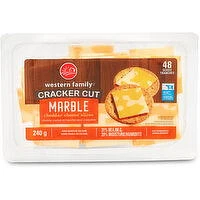 Western Family - Cracker Cut Marble Cheddar Cheese Slices,  48 Pack, 240 Gram