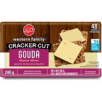 Western Family - Cracker Cut Gouda Cheese Slices, 48 Pack, 240 Gram