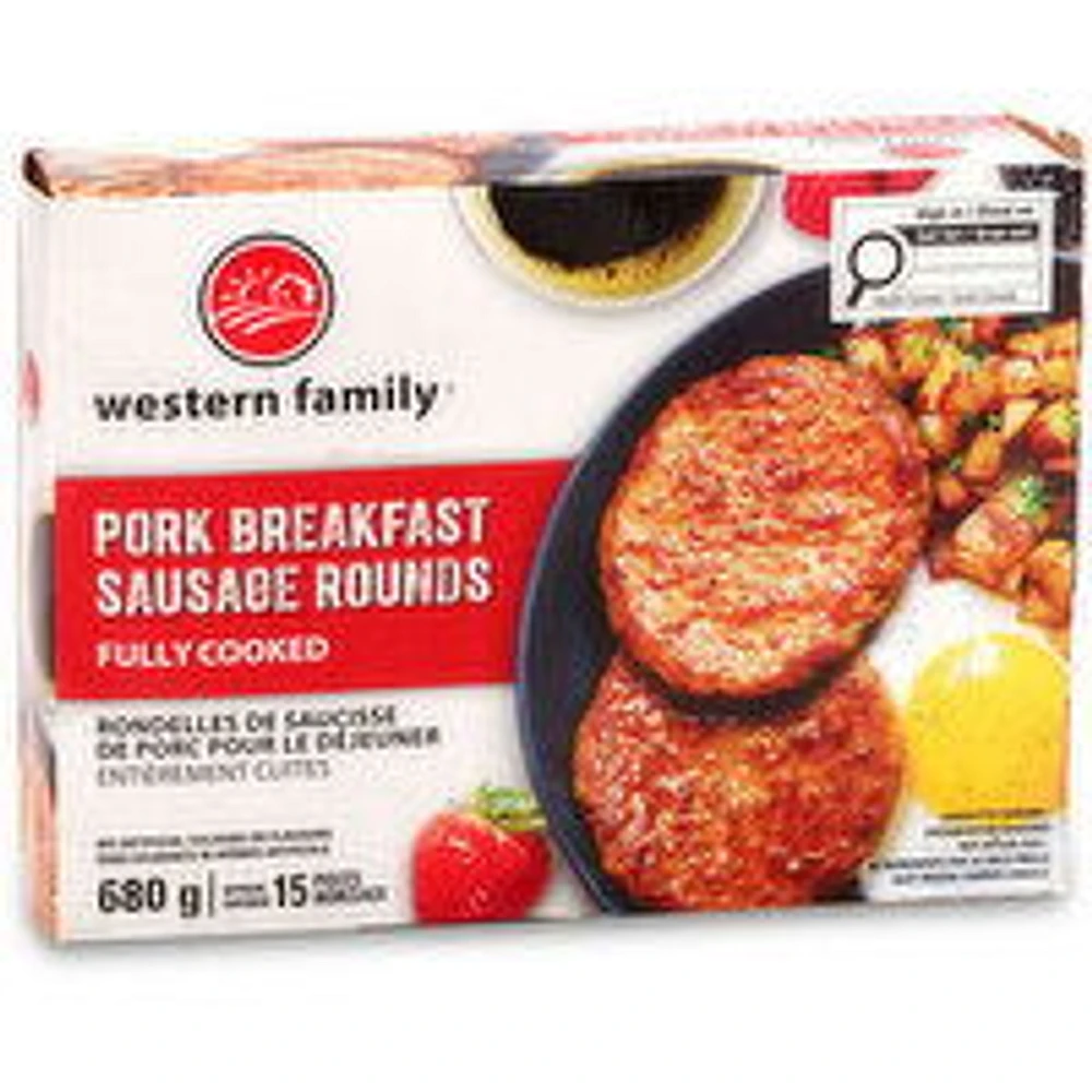 Western Family - Fully Cooked Pork Sausage Round, 680 Gram