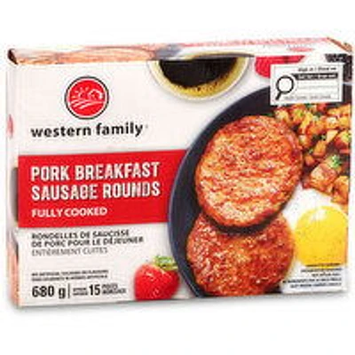 Western Family - Fully Cooked Pork Sausage Round, 680 Gram