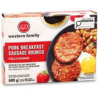 Western Family - Fully Cooked Pork Sausage Round, 680 Gram