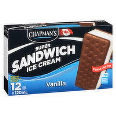 Chapman's - Super Sandwich Ice Cream - Vanilla, 12 Each