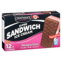 Chapman's - Super Sandwich Ice Cream Neopolitan, 12 Each