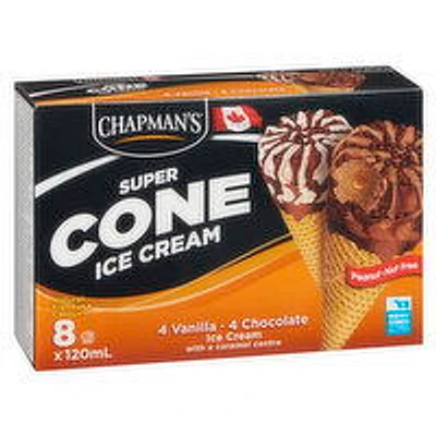 Chapman's - Super Cone Ice Cream - Vanilla & Choco w/ Caramel, 1 Each