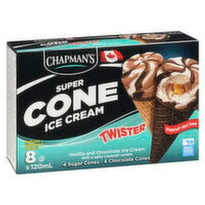 Chapman's - Super Cone Salty Caramel Twist, 8 Each