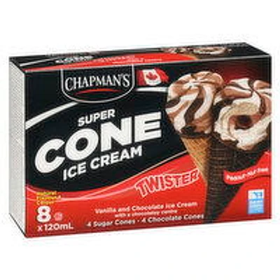 Chapman's - Super Cone Chocolate Twister, 8 Each