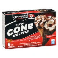 Chapman's - Super Cone Chocolate Twister, 8 Each