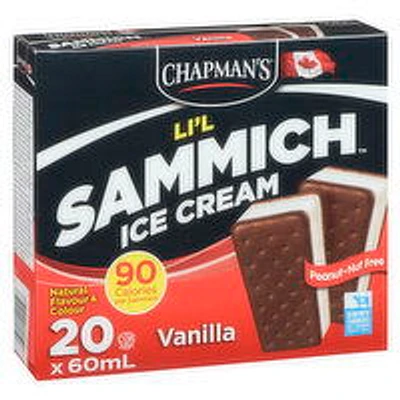 Chapman's - Li'l Sammich Ice Cream - Vanilla, 20 Each