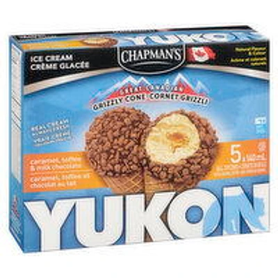Chapman's - Yukon Ice Cream Cone - Caramel Toffee, 5 Each