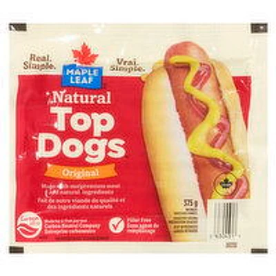 Maple Leaf - Natural Top Dogs Original Hot Dogs, 375 Gram