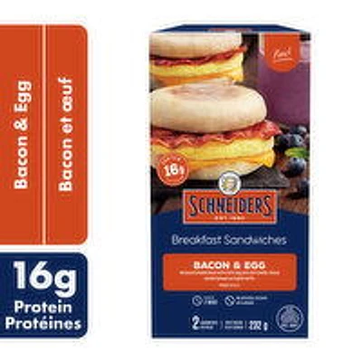 Schneiders - Breakfast Sandwiches, Bacon & Egg, 2 Pack, 232 Gram