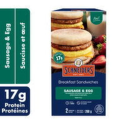 Schneiders - Breakfast Sandwiches, Sausage & Egg, 2 Pack, 288 Gram
