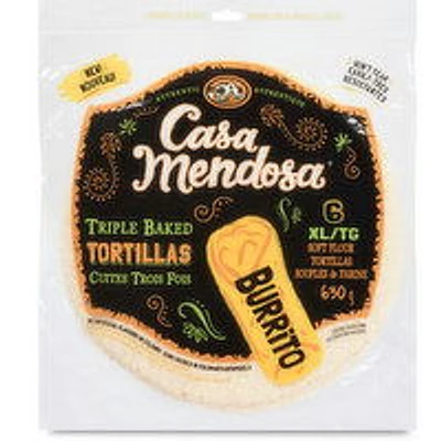 Casa Mendosa - Triple Baked Burrito Tortillas White XL, 6 Each