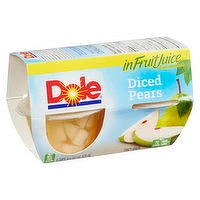 Dole - Diced Pears Fruit Cups, 4 Each