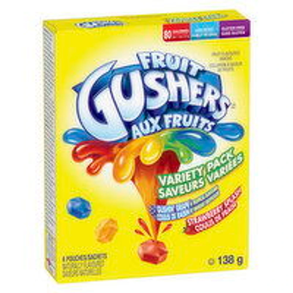 Betty Crocker - Fruit Gusher's Variety Pack, Gushin Grape/Strawberry Splash, 6 Pouches, 138 Gram